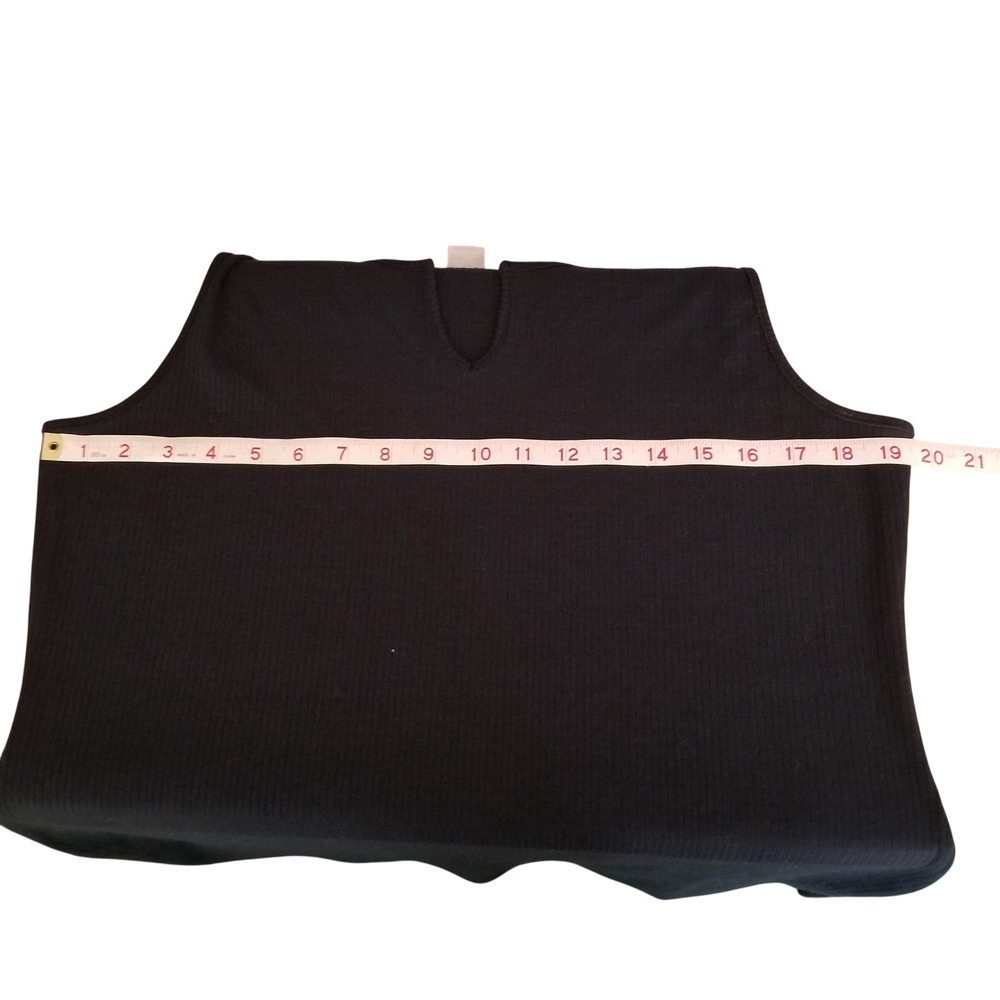 Venus Black Ribbed Knit Sleeveless Notched V-Neck Tank Dress Womens 1X Comfy - Picture 6 of 7